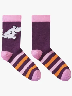 Reima Mumitroldene  Stribede Strømper Merinomix, Deep Purple