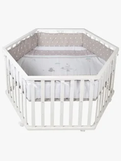 Roba Hexagon Kravlegård med Hjul & Sengehest, Indian Bears White