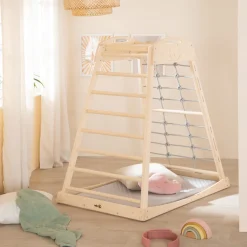 Roba Montessori Indendørs Legetårn med Gynge, Natural/Grey