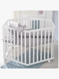 Roba Style Hexagon Kravlegård med Hjul, White & Grey