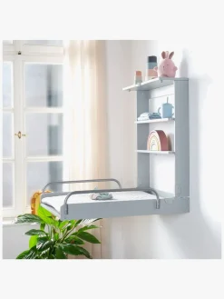 Roba Væghængt Puslebord & Puslepude, Taupe Lacquered/Silver Grey