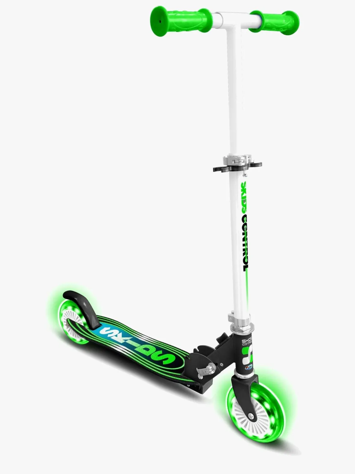 Stamp Sammenklappeligt Light-Up Løbehjul, Grøn/Sort