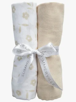 Summerville Organic Tæppe/ Stofble i Musselin 2-pak Øko, Petal/Sandshell