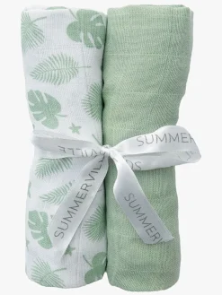 Summerville Organic Tæppe/ Stofble i Musselin 2-pak Øko, Tropical/Green