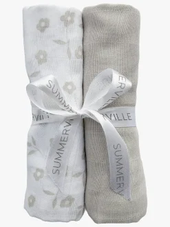 Summerville Organic Tæppe/ Stofble i Musselin 2-pak Øko, Petal/Silver Grey