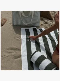SUNNYLiFE  Oppustelig Strandpude, The Vacay Olive Stripe