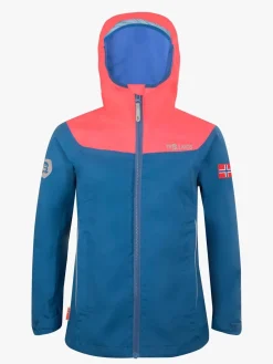 Trollkids Bergen Regnjakke, Midnight Blue/Coral