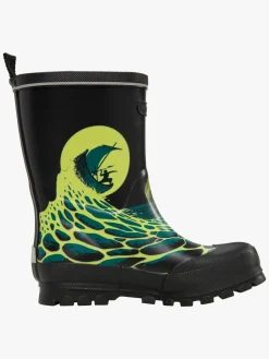 Viking Jolly Print Gummistøvler, Black/Blue Green