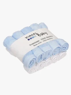 Virgel Vaskeklud Bambus 10-Pak, Blå/Hvid